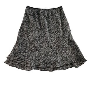 Vintage 90s Y2K Mini Skirt Medium Black White Ruffle Flowy Indie Boho Fairy‎